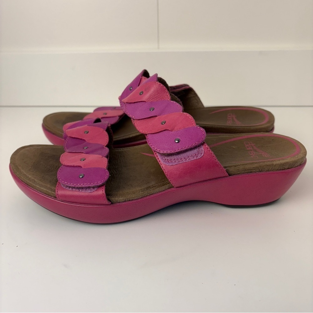Dansko Pink Purple Braided Slip On Sandals Colorful Elegant - Picture 8 of 9